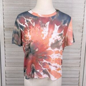 LOVE J Cropped Tie Dye T-Shirt-Large